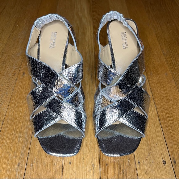 Michael Kors Shoes - Silver Micheal Kors Slingback Heels